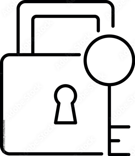 Line Illustration of Key with Lock for Graphics, Concept, Apps