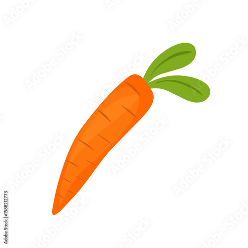Cartoon style carrot vegetable illustration. Hand-drawn carrot vegetable illustration. Flat design carrot vegetable illustration. Vector illustration of carrot vegetable 