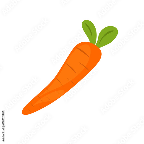 Cartoon style carrot vegetable illustration. Hand-drawn carrot vegetable illustration. Flat design carrot vegetable illustration. Vector illustration of carrot vegetable 