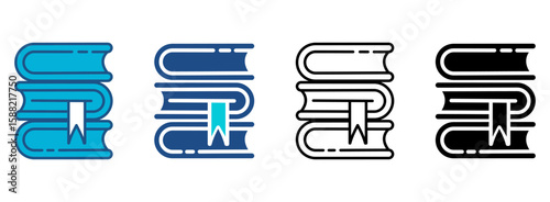 Books Icon Set With Multiple Styles. Vector Illustration