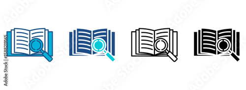 Research Icon Set With Multiple Styles. Vector Illustration