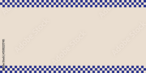 Retro Checkerboard Frame Background. Y2K Blue Border Design