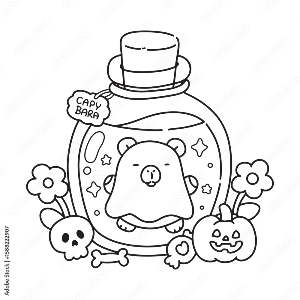 Obraz premium Spooky Cute Halloween Potion Ghost vector Images,