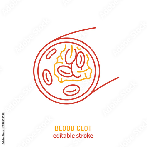 Blood clot icon. Editable vector illustration of vascular blockage with platelets.