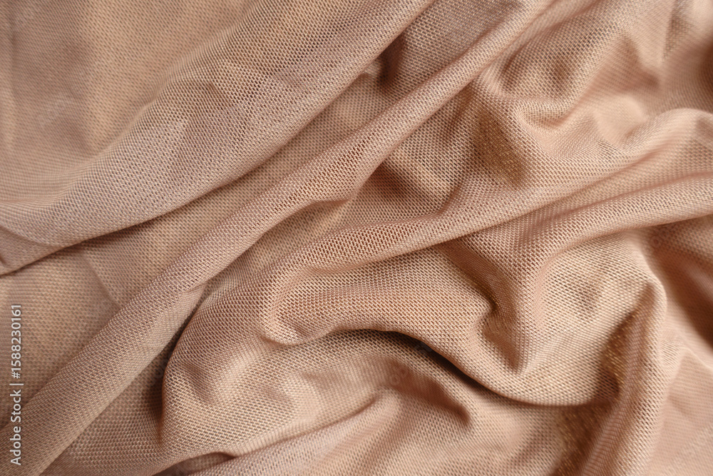 Fototapeta premium pastel beige unprinted polyester mesh fabric in soft folds