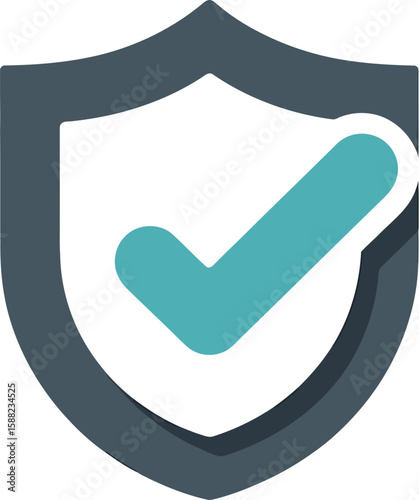 Illustration of a shield with a check mark on a white background design
