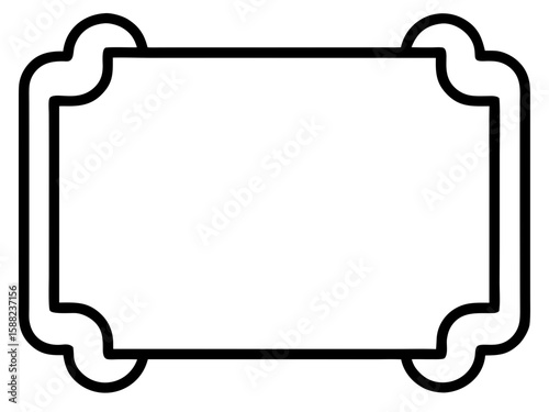An elegant black double line rectangular frame with thin borders offers a modern and minimalist design element on a clean white background suitable for diverse creative projects, silhouette