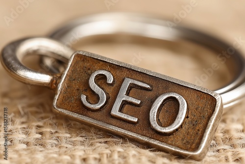Close Up of an SEO Keychain with Rustic Charm