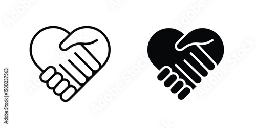 Shake hands icon line style graphic design .editable vectors.