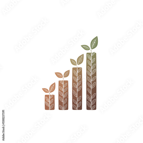 Growing graphic representation of increasing plant life, symbolizing progress and sustainability.