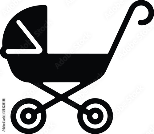 baby stroller vector icon.