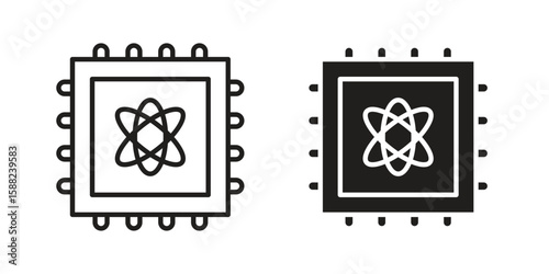 Quantum computing icon line style graphic design .editable vectors.