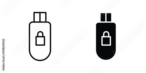 Pendrive security icon line style graphic design .editable vectors.