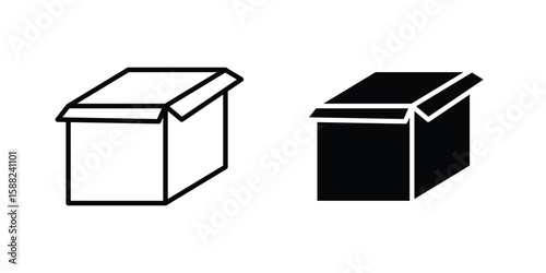 Open box icon line style graphic design .editable vectors.