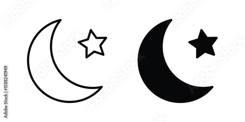 Moon and star icon line style graphic design .editable vectors.