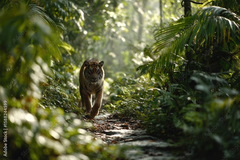 Obraz premium A tiger running through the jungle