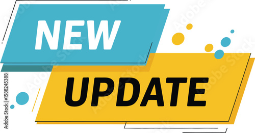 A graphic displaying the words new and update in a modern design style