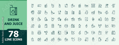 Drink And Juice icon. Minimalist icons collection. Art and illustration. Beverage icon set. Included soda, beverage, soft drink, alcohol, beer, cocktail and more.