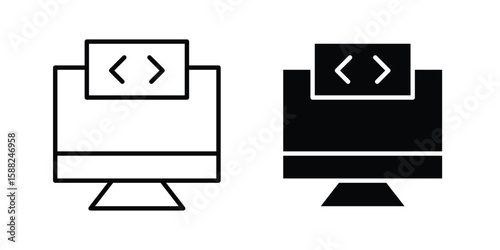 Front end icon line style graphic design .editable vectors.