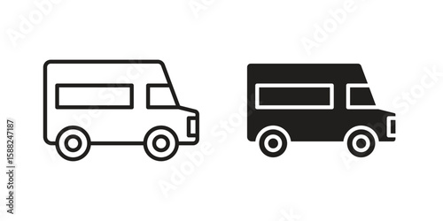 Food truck icon line style graphic design .editable vectors.