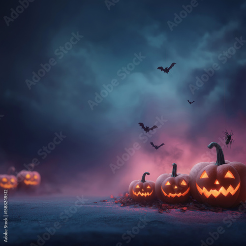 Elegant Halloween backdrop with soft gradient night sky
