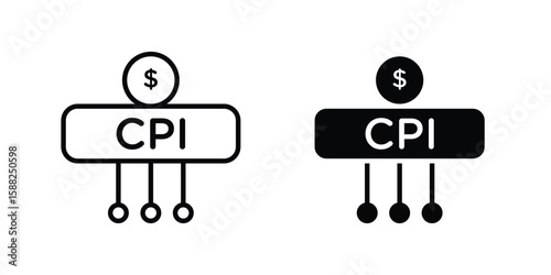 Consumer prices index icon line style graphic design .editable vectors.