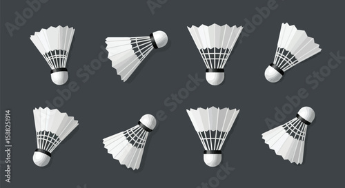 Set of Realistic Badminton Shuttlecocks