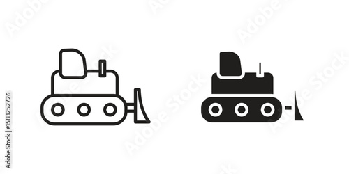 Bulldozer icon line style graphic design .editable vectors.