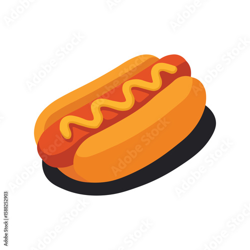Illustration Vector Graphic Cartoon of a Delicious Hot Dog with Mustard 