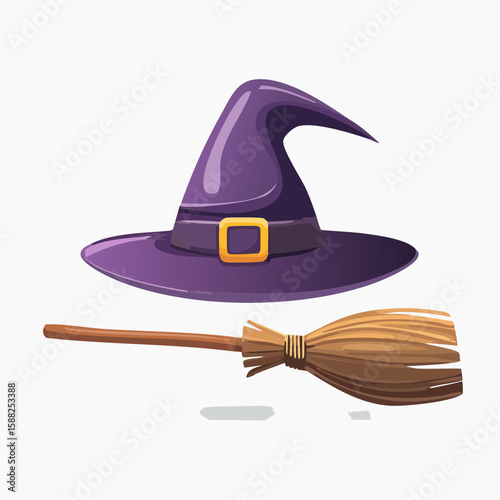Halloween Sorceress Kit, Hat and Broom Symbol