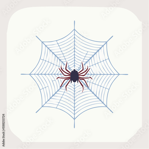 Detailed Cobweb with Arachnid - Eerie Halloween Graphic