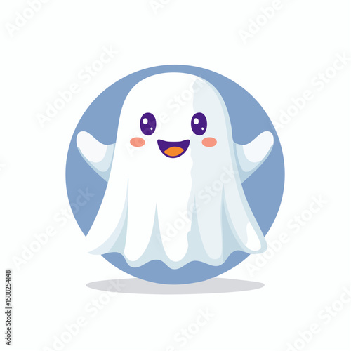 Sweet Ghost Buddy Icon, A small, cute ghost waving or smiling.