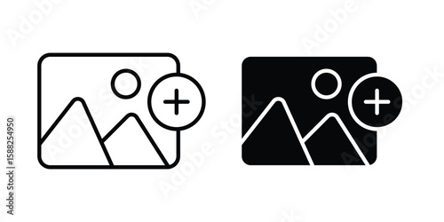 Add photos icon line style graphic design .editable vectors.