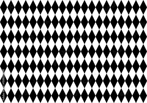 Patrón rectangular de polígonos en negro sobre fondo blanco. Fondo de rombos negros