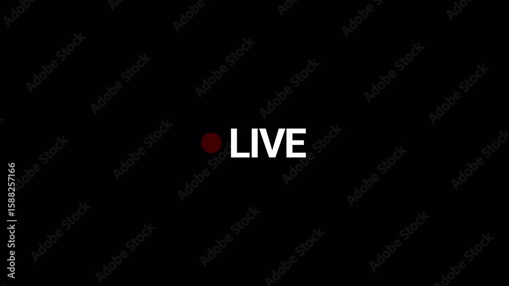 Red Live Stream Button with transparent background, Live streaming icon animation with alpha channel, 4k Animated red button live streaming broadcast suitable for TV Shows, and social Live.
