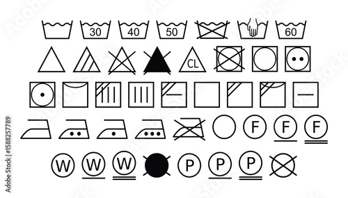 Laundry Icons Outline Set