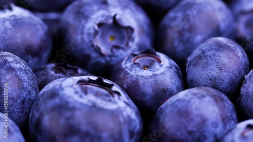 Closeup of ripe blueberries in natural light highlighting their textures and rich color