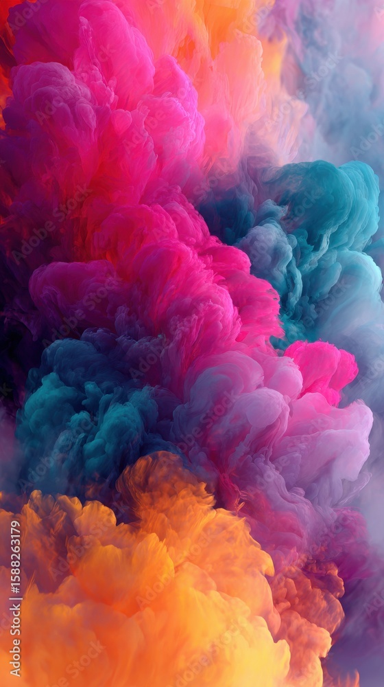 Obraz premium Colorful Abstract Smoke Background with Vibrant Pink Blue and Orange Hues for Creative Design Projects