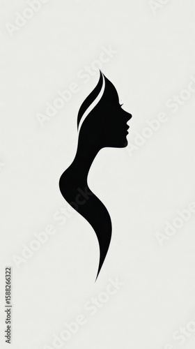 Elegant Woman Silhouette with Flowing Hair a Symbol of Beauty Grace and Femininity on White Background