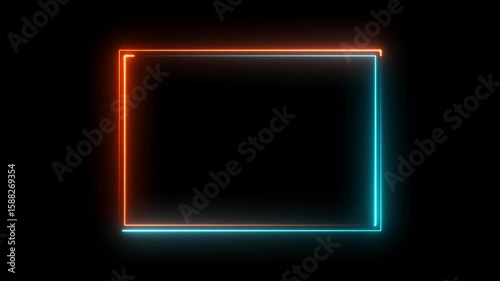 abstract Glowing Neon light frame rectangle loading icon background in 4k video animation.