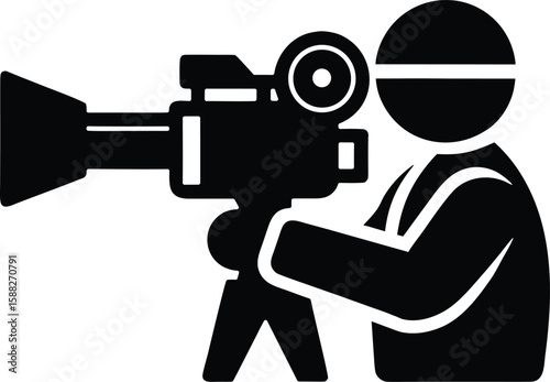 cameraman with viewfinder vector icon.