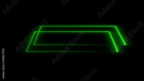 abstract Glowing Neon light frame rectangle loading icon background in 4k video animation.