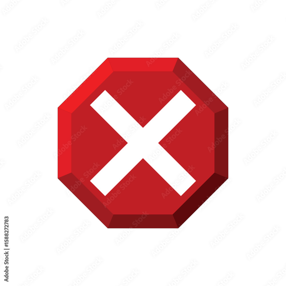 Obraz premium Red Hexagon Alert Button