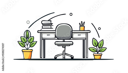 Stylish wooden table and modern chair set for dining, kitchen, or office space decor – perfect furniture combo for home or workspace interiors