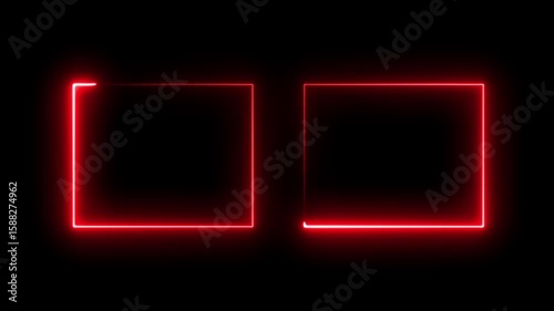abstract Glowing Neon light frame rectangle loading icon background in 4k video animation.