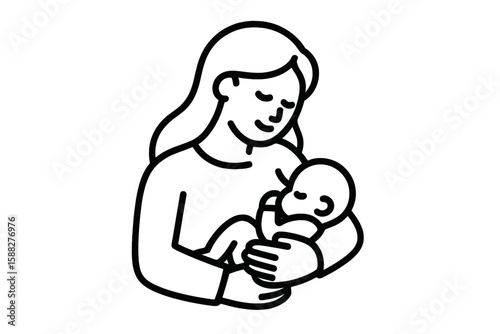 Mother cradles her newborn baby in a warm and protective embrace during a quiet moment at home