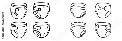 Different styles of children's underwear displayed in a minimalist design for educational or promotional purposes