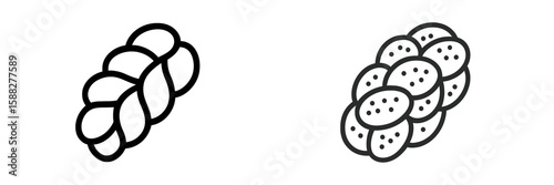 Illustration showing braided bread and round rolls on a white background