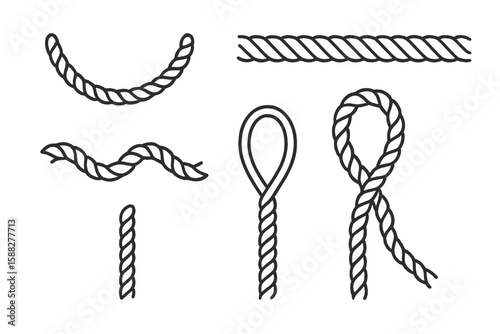 Various types of rope illustrations showcasing different forms and knots in a minimalist style