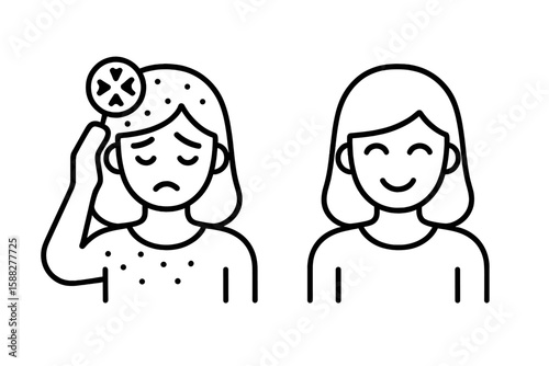 Understanding the contrast between feeling unwell and feeling happy in a simple illustration